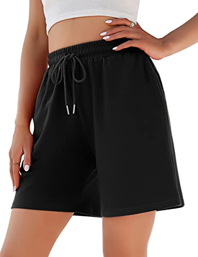 Jezonga Short Sport Femme Short de Sport Pantalon de Jogging Court Taille Haute Short de Course à Pied avec Poches Short Décontracté Casual Lounge Mode Plage Entraînement Randonnée Gym