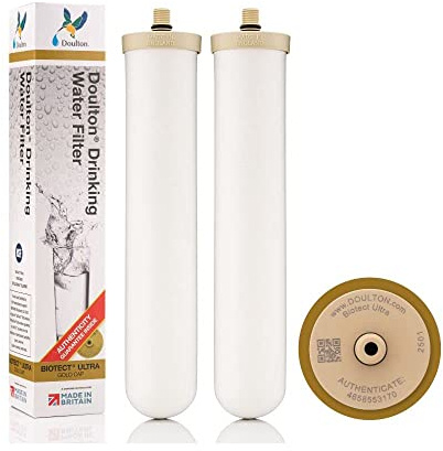 Doulton Filtre à bougie en céramique Biotect Ultra de 10, lot de 2 | Compatible avec les raccords M12 pour les systèmes sous évier et sur plan de travail, réduit les contaminants, 2505