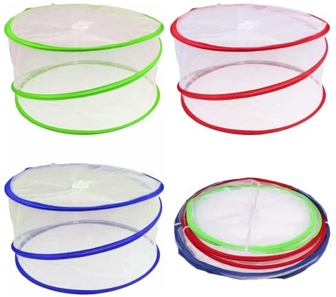 ALAYSTAR Premium Pack of 3 Collapsible Elastic String Food Covers- Simple to Open Keep The Cover Closed Mesh Protectors Bugs Flies Insects Pop Up Covers- Camping Picnic Outdoor Indoor Kitchen Home
