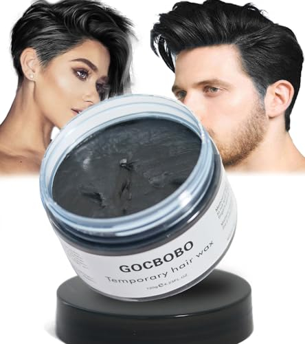 GOCBOBO Cera Colorata Temporanea per Capelli Lavabile Nero - Tinta per Uomo e Donna - DIY per Festa, Cosplay, Halloween - 4,23 Oz
