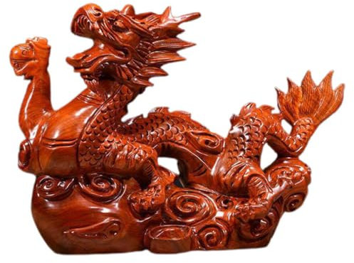 ifundom Chinesische Drachenfigur Aus Holz Zodiac Drachen Skulptur Für Büro Und Zuhause Handgeschnitzte Dekoration Für Feng Shui Und Stil Tierkreis Ornament Für Wohnraum