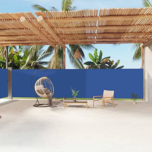 ARKEM Seitenmarkise Ausziehbar Blau 180x1200 cm für Balkon, Garten und Terrasse, Sichtschutz, Windschutz, Wasserdicht, Sonnenschut