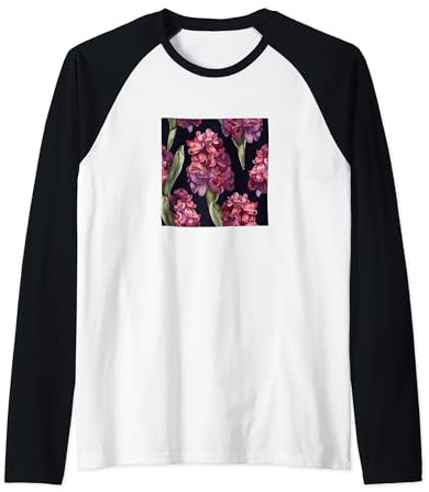 Motif floral sauvage aquarelle jacinthe Manche Raglan