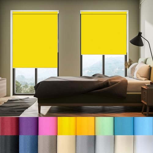 Tenda Oscurante Termica 55 x 210 cm Tende a Rullo Oscuranti Su Misura, Tapparella Avvolgibile, Avvolgibile personalizzabile su misura e colore per Giardino Esterno,Balcone, Giallo