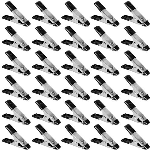 HANSOM 30 Pcs Small Clamps,Garden 2 Inch Mini Spring Clips Clamps Heavy Duty for Crafts/Backdrop/Greenhouse,Metal Chip Clips Open Mouth is 3/4 Inch for Woodworking Photography