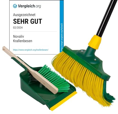 Novaliv Balai à Griffes de Qualité Supérieure avec Manche de 30 cm - Kit de Balayage pour l'Extérieur, Poils Incurvés - Idéal pour Jardin, Gazon Artificiel