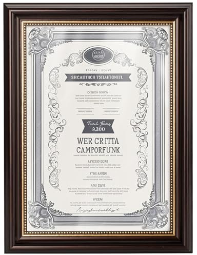 Rieeyrslza Diplom Bilderrahmen A3 Urkunden Rahmen 29,7x42cm Fotorahmen Wand- & Tischrahmen, Diplom Graduierung Posterrahmen Rahmen mit Goldenen Punktakzenten mit Halterung (Braun 1Stk)