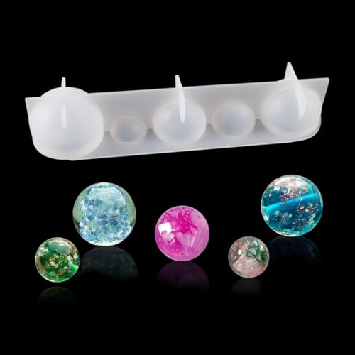 DeryArcle Sphérique Moule Silicone Resine, Balles Moules pour Fabrication Savon Bougie plâtre, Epoxy Forme de Boule de Cristal, Décoration de la Maison Artisanat