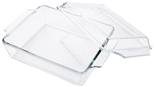 LDXDRU Pirofila da forno con coperchio e manici, 1,5 l, per 1 persona, 26,4 x 18 x 8,7 cm