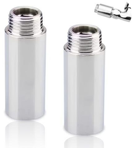 Lot de 2 rallonges de robinet 1/2 x 100 mm, 1/2 IG x 1/2 AG G1/2, rallonge filetée DN15, rallonge de pommeau de douche, valves d'angle