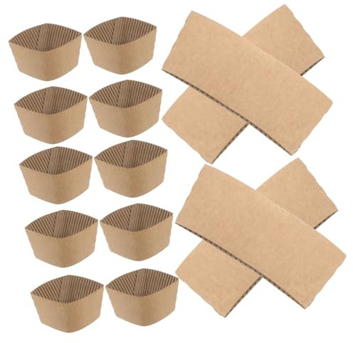Healifty 100 Stück Gewellte Kaffeebecherhüllen Aus Kraftpapier Hitzeisolierende Einweg Bechermanschetten in Braun Wärmeisolierend Und Robust Für Heißgetränke Für Kaffee Und Tee Unterwegs