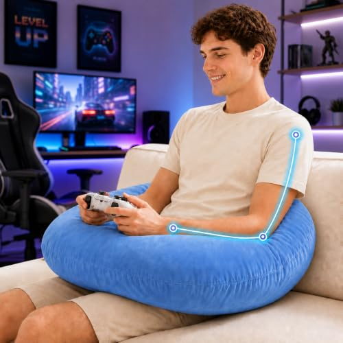 vamorry Gaming Pillow Arm Support Pillow for Bed & Sofa: Ergonomic U-Shaped Lap Pillow with Elbow Rest for Adults & Kids - Reduces Arm Pain & Fatigue During Gaming, Reading, Working & Crocheting