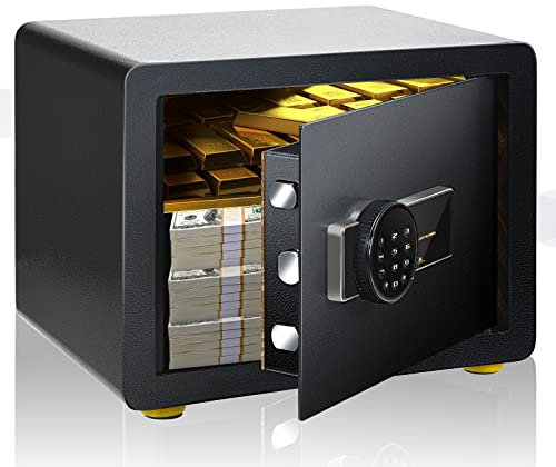 LIFEZEAL Caja Fuerte Electrónica con Llave, 32L, Caja Fuerte de Acero para el Hotel, Caja Fuerte Discreta para Dinero, Joyas, Documentos, 40 x 30 x 30 cm