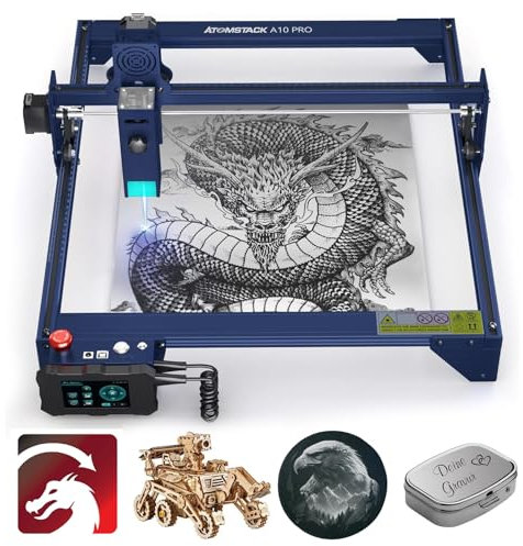 ATOMSTACK A10 Pro Laser Graviermaschine mit Lightburn Core Software, 10W Laser Cutter Lasergravur Maschine Lasergravierer mit Offline-Gravur unterstützen für Holz, Metall