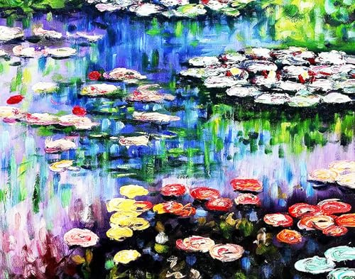 KUSTOM ART Dekoratives Wandposter Serie Berühmte Maler Claude Monet Seerosen Kunstdruck auf beschichtetem Papier 40 x 30 cm ohne Rahmen