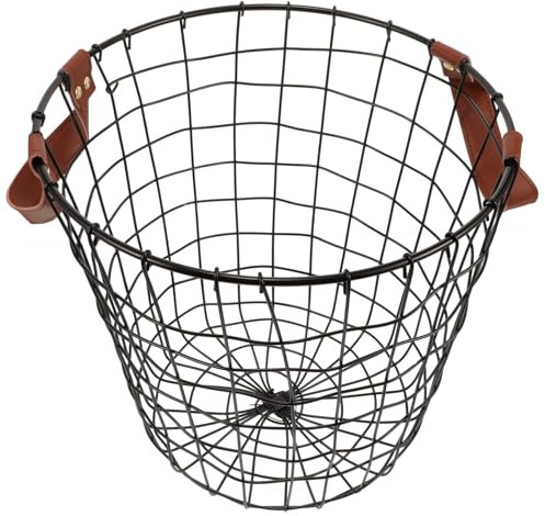 SEWOART Runder Brennholz Organizer aus Eisen Korb für Kaminholz Metall Große Kapazität Tragbarer Griff Robust für Camping und Outdoor