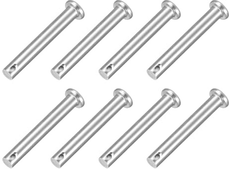 QUARKZMAN 8 Stück Steckbolzen Einloch Gabelbolzen 6 x40 mm Splintstift, Flachkopf verzinkter Stahl Lochbolzen