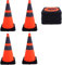 [Confezione da 4] ZincOrange Coni Stradali Retrattili 28''/70 cm, Base Pesante, Coni da Parcheggio con Collare Riflettente per Parcheggi, Vialetti, Allenamento Sportivo e Guida
