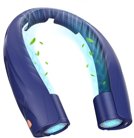 Smilfree Nackenventilator Ventilator Hals Tragbare Persönlicher: 6000 mAh Halsventilatoren Aufladbar Nacken Ventilator Halsventilator leise für Camping, Reisen, Büro (Blau)