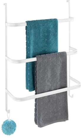 Porte-Serviettes Mod. Irpinia Suspendu pour Porte et Douche Pratique en métal Blanc Robuste 54,5 x 77,5 x 21,5 cm Compatible Pliage 2-4 cm