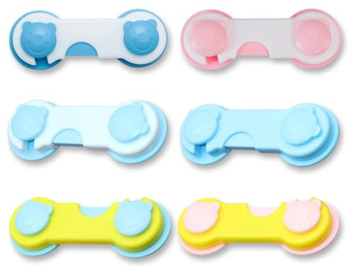 OUDQFCJ 6 Stück Baby-Sicherheitsschlösser, Kindersicherung für Schrank und Schubladen, Schranksicherung für Möbel und Küche, stark klebend, kein Bohren, langlebig