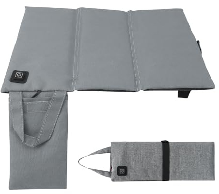Coussin Chauffant, Portable USB Tapis Chauffant, Température Réglable Coussin Chauffant Electrique, Pliable Heating Pad, Siege Chauffant pour Sports de Plein Air, Plage, Pique-nique, Dark Drey