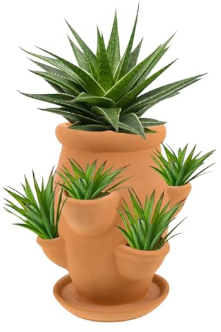 Qkbuza Fioriera per fragole in ceramica argilla fragola vasi a torre impilabile da giardino design a più livelli vasi durevoli per giardino verticale esterno, per erbe, fragole, fiori