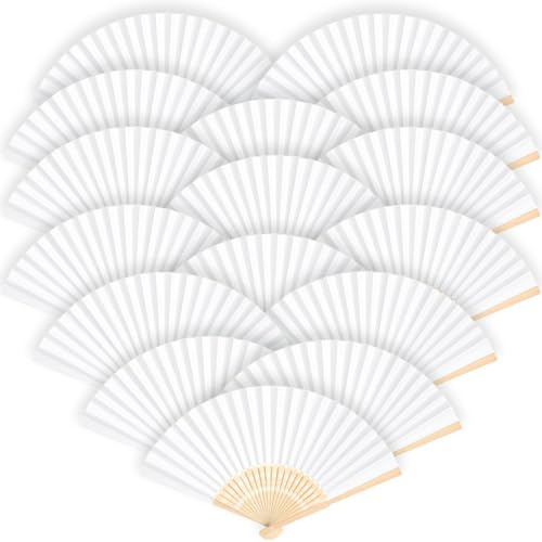 Ventagli Matrimonio Bianchi Classici in Bambù e Carta, Eleganti per Cerimonie e Nozze, Accessori Raffinati Segnaposto - 12 pz