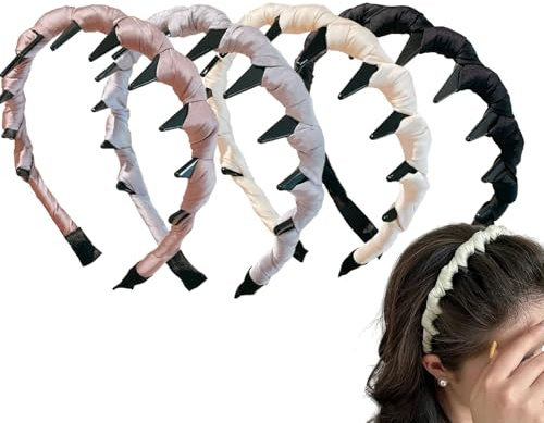 Huvudband Med Tänder För Kvinnor 4-Pack | Vågigt Hår Accessoarer | Omvändbar Styling Huvudbonad Till Bröllop Fest Evenemang Födelsedag Brud