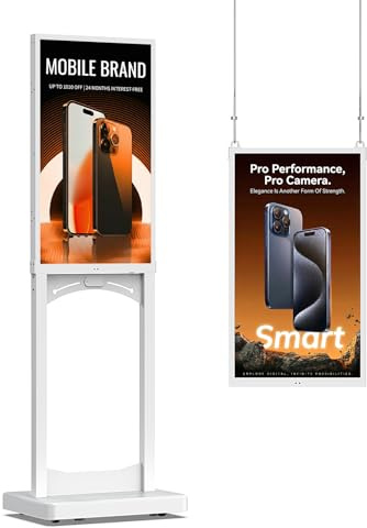 JASZDOT Digital Signage Display 32 Zoll, 1000 Nits Ultraheller LCD Werbebildschirm, Android 14 Digitaler Werbemonitor mit App-Steuerung & CMS, USB/HDMI/WLAN für Restaurant, Einzelhandel, Hotel