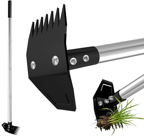 ATLRGISL Weed Puller Tool with Long Handle, Manual Weed Remover Tool, 2 in 1 Weed Rake&Grabber and Garden Hoe, Dandelion Gardenia Heavy Duty Uprooting Tool for Yard, Lawn and Garden, 58Inch
