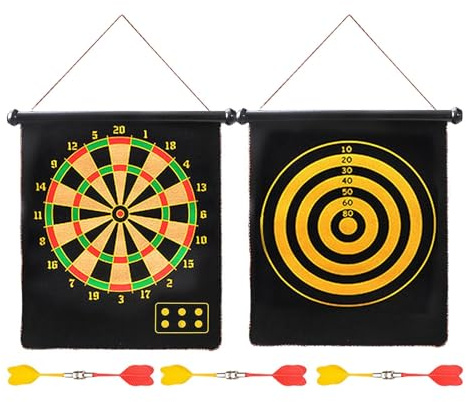 Scheda di dardo magnetico per bambini, tavola da dardo per bambini | Game di festa all'aperto interno,Rolling a doppio lato per adulti giochi da tavolo da all'aperto interno
