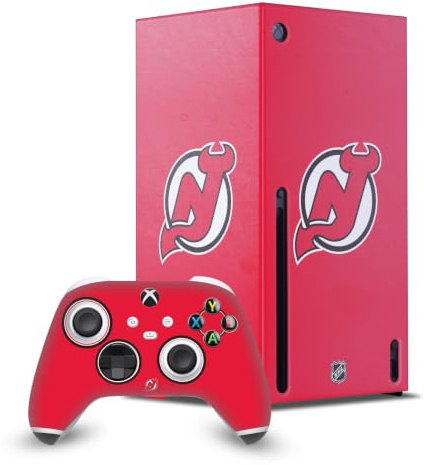 Head Case Designs Offizielle NHL Einfach New Jersey Devils Spielekonsolen Wickeln Und Gamecontroller-Häute Im Paket kompatibel mit Xbox Series X
