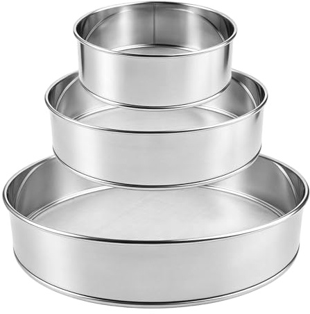 3 PCS Tamizador De Harina,15/20/25cm Tamices De Harina De Acero Inoxidable | Tamiz De Cocina De Malla Fina para Azúcar, Pastel, Pastelería, para Hornear,Lab,Cocina,Hogar, Malla 60