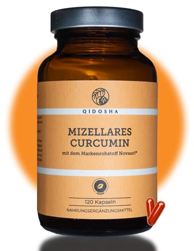 QIDOSHA® Novasol® Curcumin liquid, 120 Kapseln im Apothekerglas, 500mg je Kapsel, mizellarer Kurkuma Extrakt, Novasol® Curcuma, jede Charge laborgeprüft, deutsche Fertigung