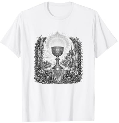 Saint Graal Légende arthurienne Calice Sacré Art Ligne Art T-Shirt
