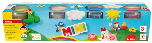 Eberhard Faber 572506 - Knete Set 4 Farben, je 140 g, Kinderknete in wiederverschließbaren Bechern