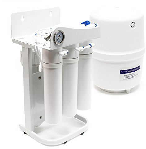 Naturewater NW-RO50-G1 5 Stufen Umkehrosmose 180 L/Tag mit Rahmen und Druckanzeige, RO Omsoseanlage für sauberes Trinkwasser