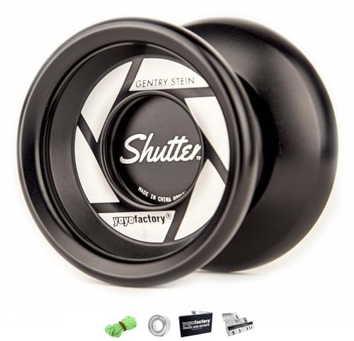 YoYo Factory Shutter Jo jo – Unresponsives Profi Yoyo aus Vollmetall – Leerlauf JoJo mit Kugellager – Von Weltmeister Gentry Stein genutzt – Spielzeug für Kinder & Erwachsene - Schwarz