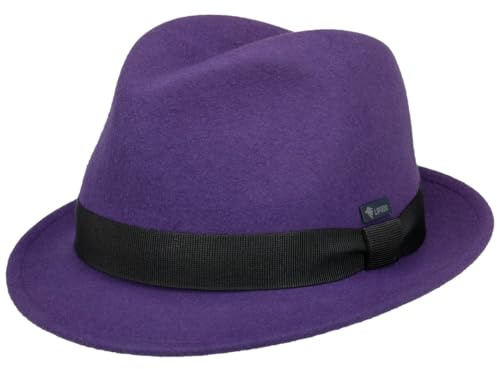Lipodo Barnhatt av ullfilt – Trilby Made In Italy – filthatt med ripsband – ullfilthatt sommar/vinter – Fedora för barn – en storlek 52–53 cm, lila, One size