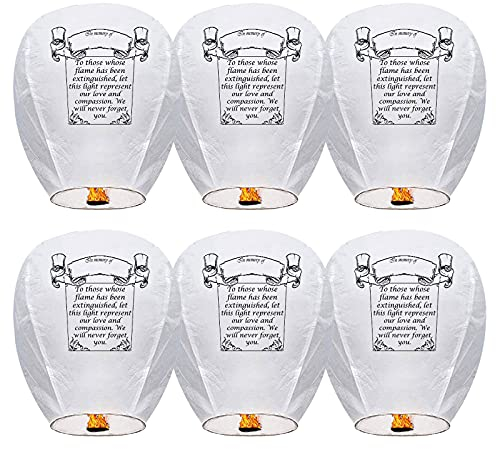 Douzi Chinese Sky Lanterns (6 Pack) 100% Biodegradable No Assembly Required - Beautiful Lantern for White for Weddings, Birthdays, Parties,Memorials and Much More