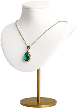 GemeShou Busto porta-collane bianco per ragazze, organizzatore appeso in velluto, manichino piccolo, esposizione metallo【Bianco】