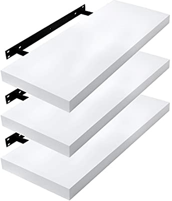 EUGAD Wandregal Wandboard 3er Set Hängeregal Holz Board Modern Weiß, 30x22.9x3.8 cm 0086QJ-3