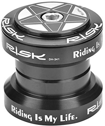 Akozon Fahrrad-Steuersatz, Aluminiumlegierung 34 mm Risiko Einfach zu installierender externer Steuersatz, kompatibel mit 28,6-mm-Gabellager mit geradem Drehpunkt, Gabelschaftlager (schwarz)