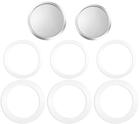 8pcs Silicone Gasket Seal Ring Replacement Washer and Filters for Aluminium Stovetop Coffee Maker Pots Moka Express for 3-Cup and 6-Cup