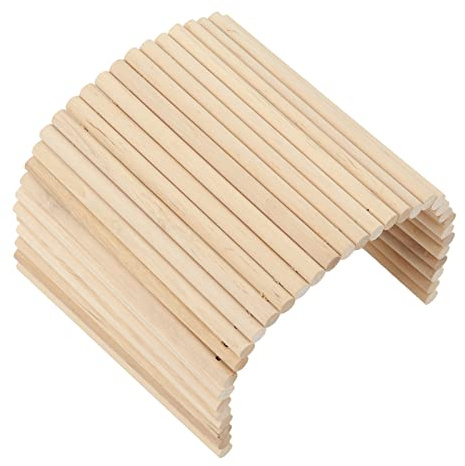 Wooden Hamster Bridge, Bendable Climbing Ladder & Hideout Hut for Guinea Pigs, Chinchillas, Hedgehogs - Natural Birch Chew Toy for Small Animals