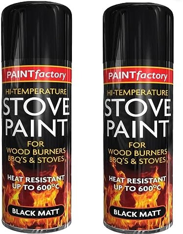 SDMAX 2 x Pc High Temperature Black Matt Stove Spray Paint Up To 600°C Engine Exhaust Adhesion 400ml Heat Resistant Wood Burners BBQ Grill