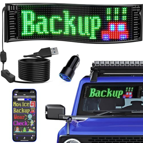Qnoavve Led Anzeige Programmierbar, 37x9cm LED Schild mit Bluetooth-App-Steuerung flexibles USB 5V LED Anzeigetafel Personalisiert Leuchtschild FüR Auto, LKW, Geschäft, Bar, Hotel, Werbung