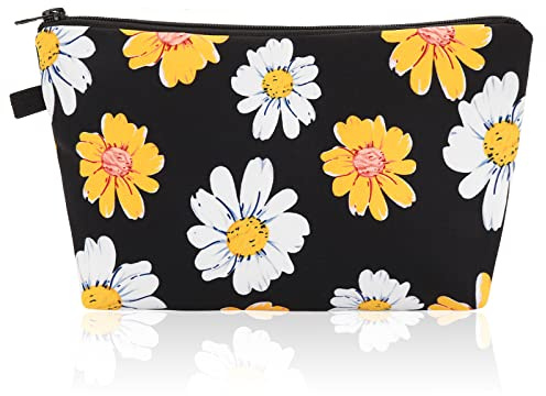 Sibba Mini-Make-Up-Tasche Gelbe Sonnenblume Tragbare Toilettenartikel Make-Up Kosmetikkoffer Kleine Aufbewahrung Organizer ReißVerschluss GeldböRse Niedliches Kulturset Gelbe Blumen Taschen-Organizer