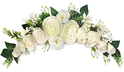 OrgMemory Fleur Arche Mariage, Artificielles Arche, 60cm, Fleur Murale Decorative, Fleur Artificielle Porte, Fleurs Arches, Deco Arche de Mariage (Ivoire)